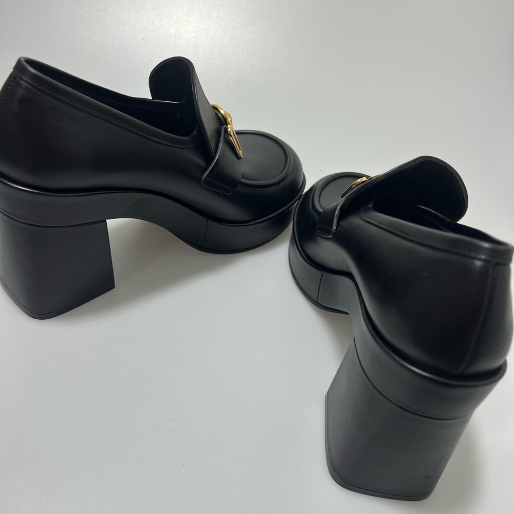 Versace Medusa-Head Leather Loafers Heels Black Women’s EU 37.5/US 7.5 - Picture 6 of 8
